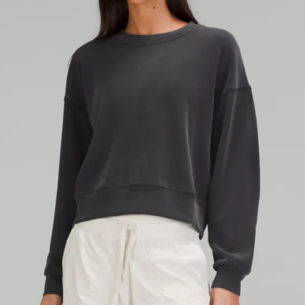 Lululemon Charcoal Softstream Perfectly Oversized Cropped Crew Sweatshirt